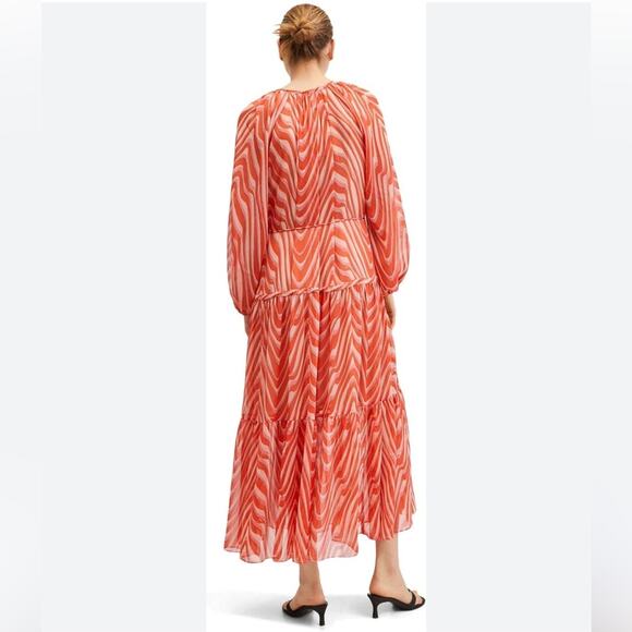 NWT Mango Lidia Printed Maxi Dress 6 Orange - Picture 7 of 7